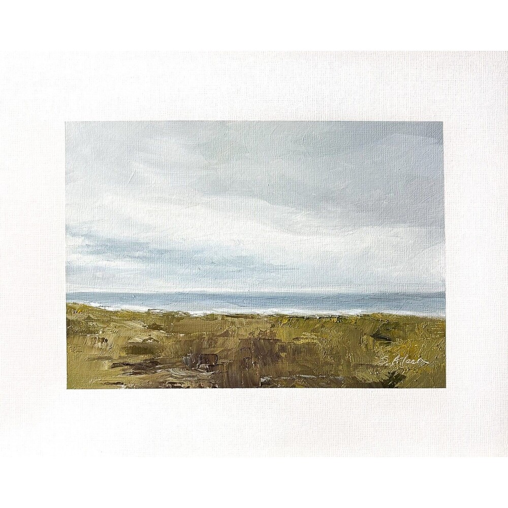 8x10 Original Oil Landscape Painting Muted Seascape Impressionist Coastal Signed